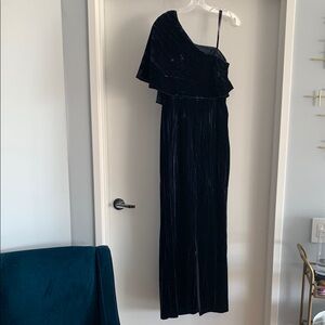 Adrianna Papell One Shoulder Navy Blue Dress